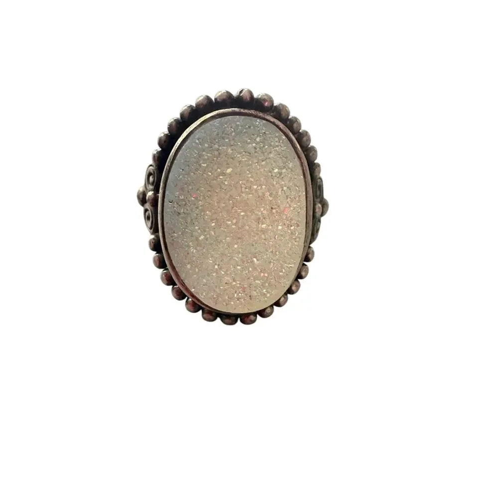 925 Sterling Silver SAJEN Druzy Ring Size 7